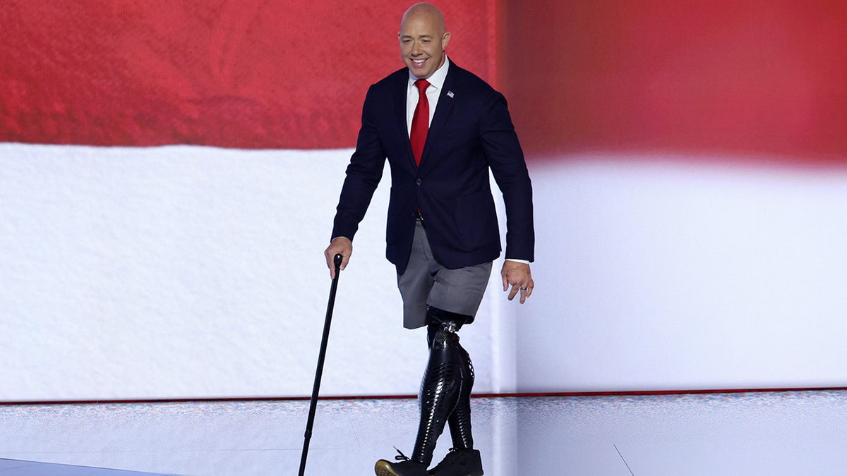 Rep. Brian Mast walks onstage on Day 3 of the Republican National Convention