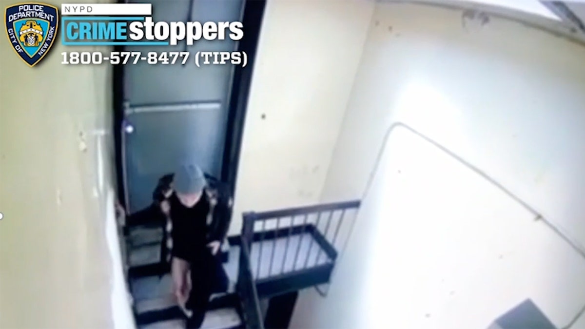 Surveillance footage shows Oswaldo Ramos, partially undressed, fleeing in a stairwell after an attempted rape in a Bronx apartment building.