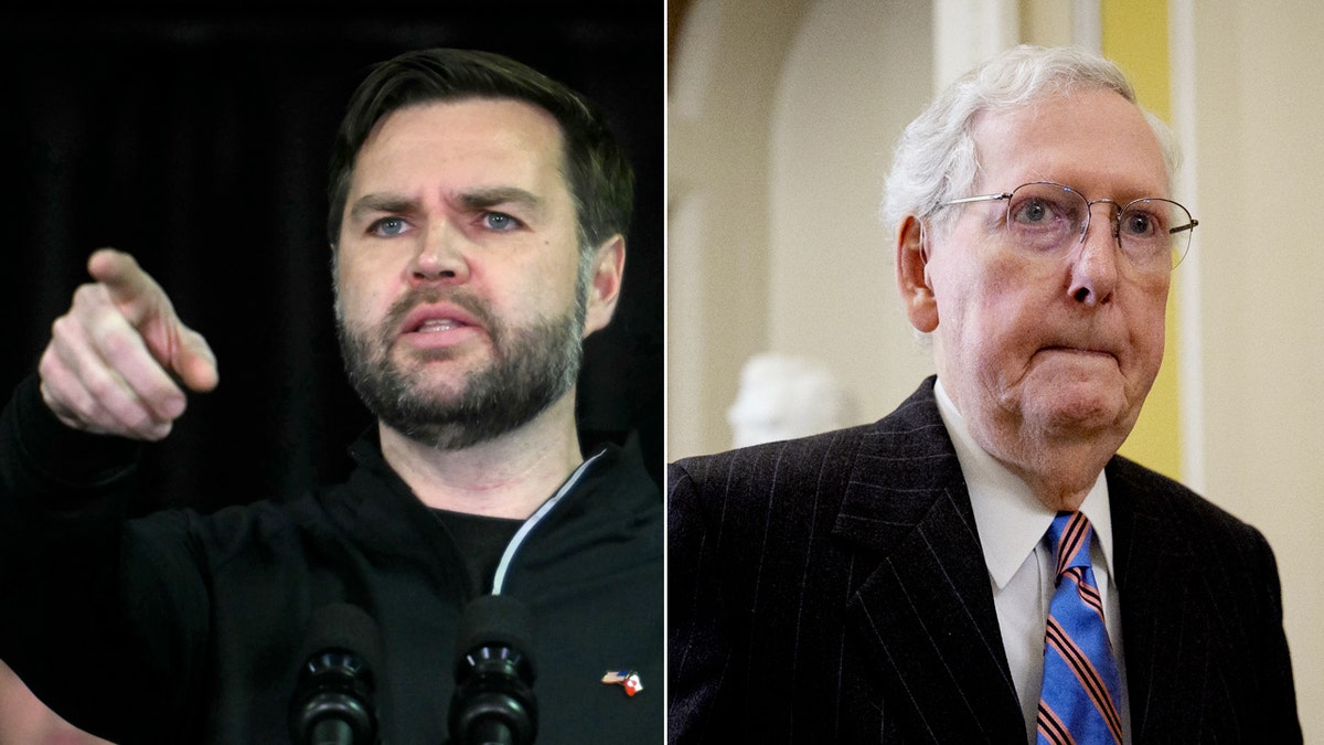 Left: Vice President JD Vance; Right: Sen. Mitch McConnell