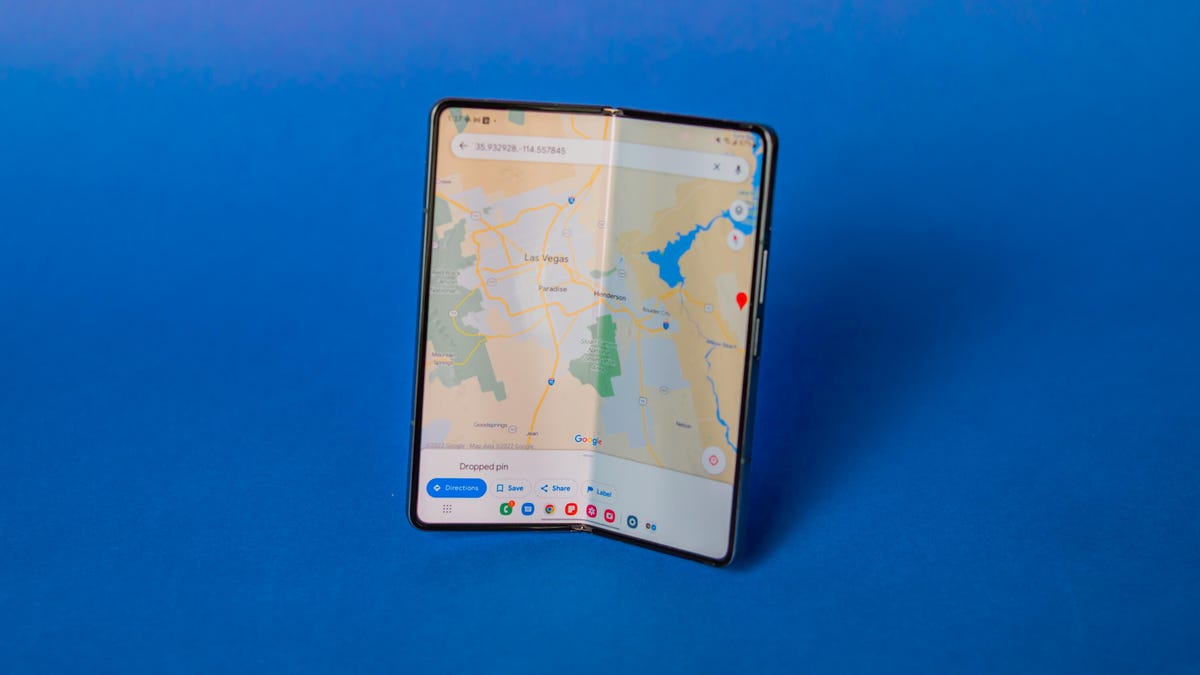 Samsung Galaxy Z Fold 4 with Google Maps open