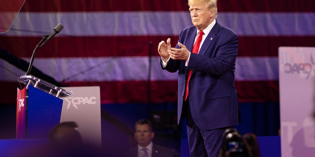 Former President Trump speaks to the Conservative Political Action Conference crowd Aug. 6, 2022 in Dallas.