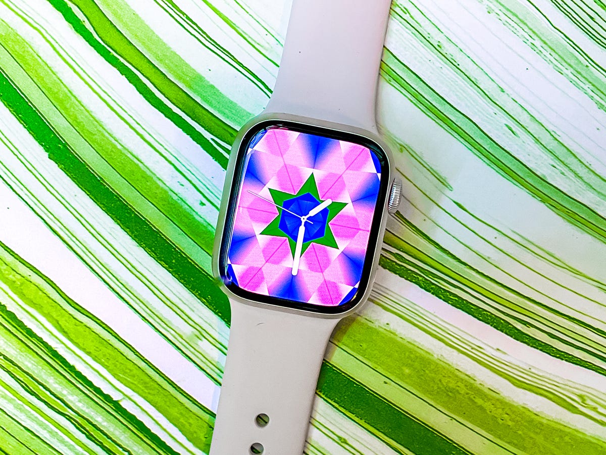 Apple Watch Series 7 with a geometric face