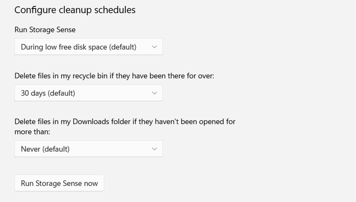 Configure cleanup schedule settings