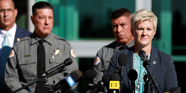 District attorney Mary Carmack-Altwies speaks at a news conference on October 27. 