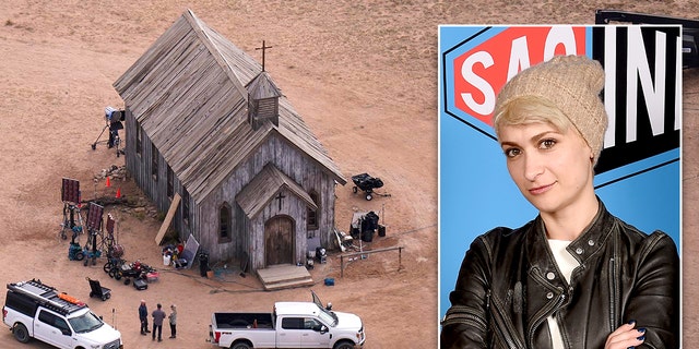 This aerial photo shows the Bonanza Creek Ranch in Santa Fe, N.M., Oct. 23, 2021. It has been over a year since Halyna Hutchins died on the "Rust" set.