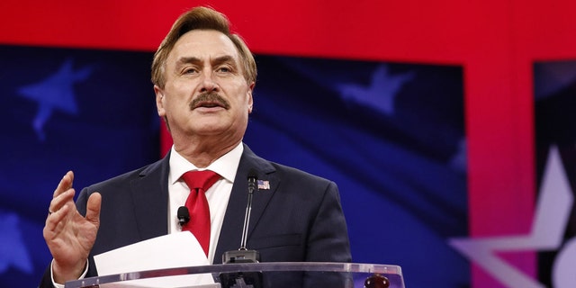 Mike Lindell, president and CEO of My Pillow Inc., speaks during the Conservative Political Action Conference in National Harbor, Md., Feb. 28, 2019. 