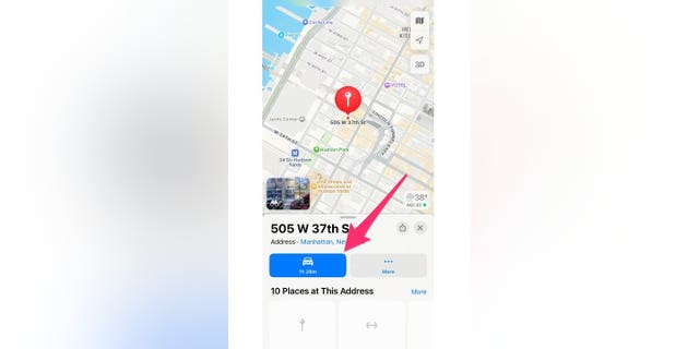 How to search for your desired location and select the car icon in Apple Maps.