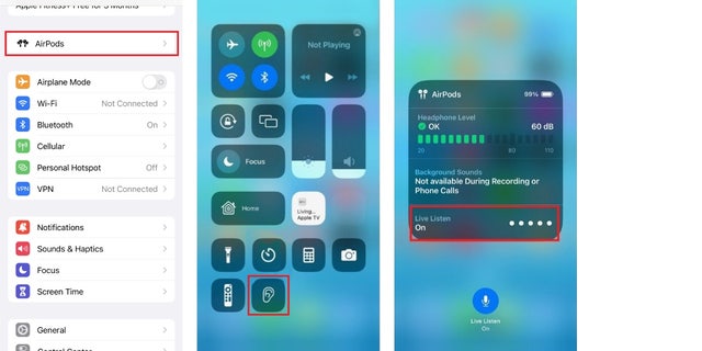 Place your iPhone in front of the person you are talking to, and their voice will be amplified to you through your AirPods. You will also be able to adjust your volume accordingly in the controls.