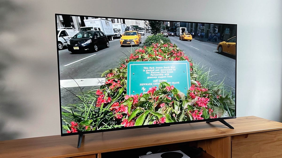 TCL 4-Series on a tv stand