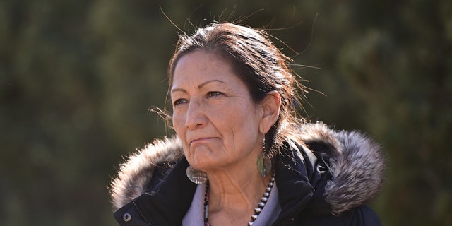 Secretary of Interior Deb Haaland visits the cemetery of the Camp Amache site in Granada, Colorado, on Saturday, Feb. 19, 2022. 