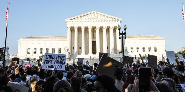 Abortion rights demonstrators gather outside the US Supreme Court in Washington, D.C., US, on Friday, June 24, 2022. 