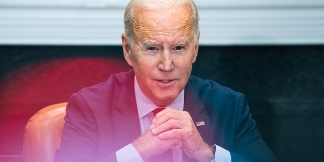 President Biden delivers remarks during a meeting with Democratic congressional leaders in the Roosevelt Room of the White House on Tuesday, Jan. 24, 2023.