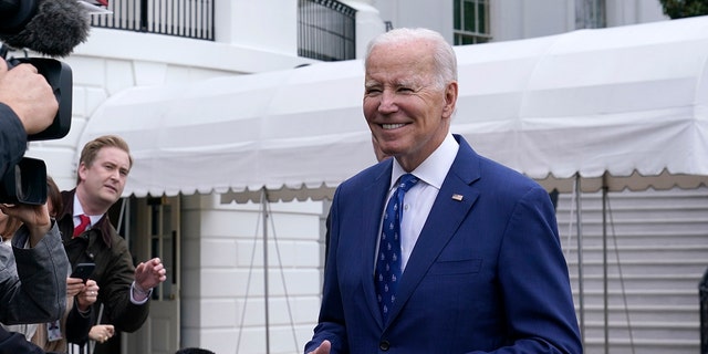 President Biden talks with reporters outside the White House in Washington, Wednesday, Jan. 4, 2023, before boarding Marine One on the South Lawn.