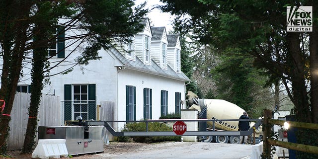 General view of the gate to the access road leading to the home of President Joe Biden in Wilmington, DE on Thursday, January 12. 2023. 