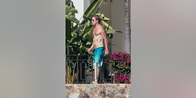 Brad Pitt walks around luxury villa on winter break with girlfriend Ines de Ramon in Cabo San Lucas, Mexico.