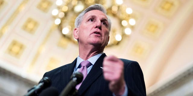 Speaker of the House Kevin McCarthy, R-Calif., conducts a news conference in the U.S. Capitols Statuary Hall on Thursday, January 12, 2023.