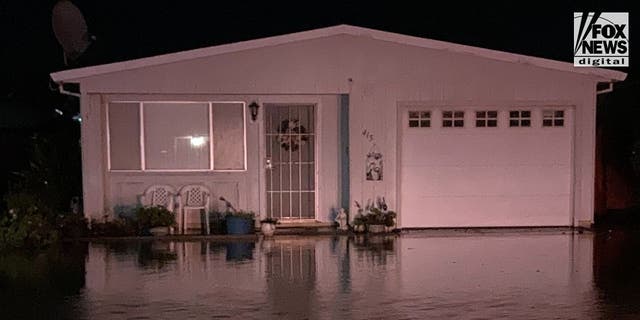 A home in a senior-designated residential community affected by recent 'bomb cyclone' flooding in Santa Cruz County.