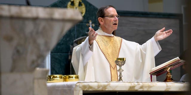 The Most Reverend Bishop Michael F. Burbidge dedicates a midday Mass to the victims of the Las Vegas shooting at Cathedral of Saint Thomas More Oct. 2, 2017, in Arlington, Virginia.