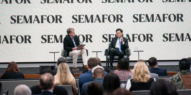 Qin Gang speaks during a discussion hosted by Semafor, in Washington, D.C., Dec. 12, 2022.