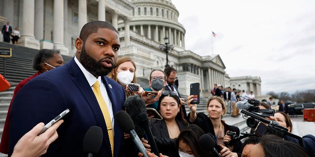 Donalds speaks to the media during the second day of elections for speaker of the House outside the U.S. Capitol on Jan. 4, 2023.