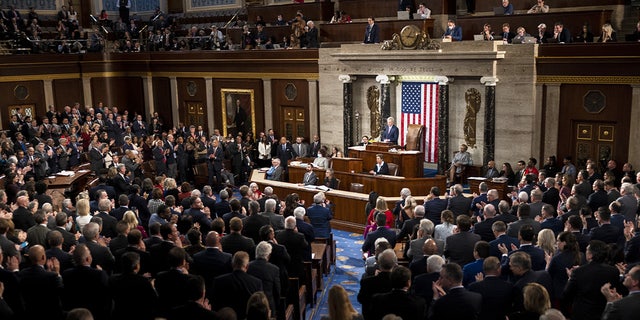 Republican leader Kevin McCarthy gives a speech shortly before being sworn in as speaker of the House on Jan. 7, 2022.