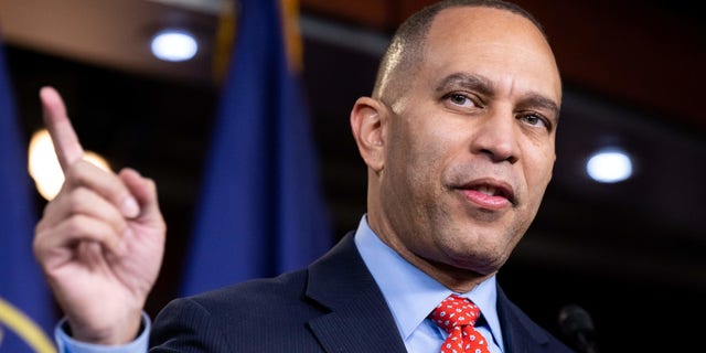 House Minority Leader Hakeem Jeffries holds a weekly press briefing at the U.S. Capitol in Washington, D.C., on Jan. 12, 2023.