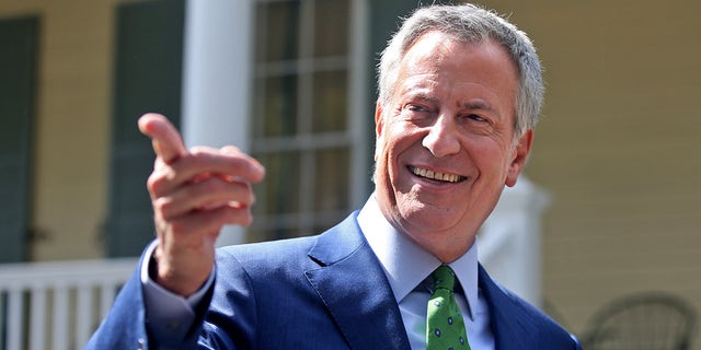 Former New York City Mayor Bill de Blasio speaks during a press conference Sept. 20, 2019.