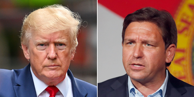 Florida Gov. Ron DeSantis, right, and former President Trump