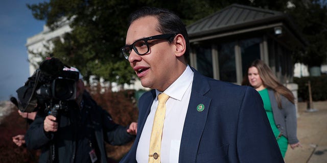 WASHINGTON, DC - JANUARY 12: Rep. George Santos (R-NY) leaves the U.S. Capitol on January 12, 2023 in Washington, DC. The Nassau County party chairman, Joseph G. Cairo Jr. and other New York Republican officials called on Santos to resign as investigations grow into his finances, campaign spending and false statements on the campaign trail. Santos announced in a tweet that he would not resign.  