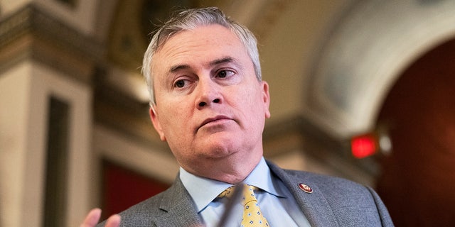 UNITED STATES - JANUARY 12: Rep. James Comer, R-Ky., prepares for a television interview in the U.S. Capitol on Thursday, January 12, 2023. (Tom Williams/CQ-Roll Call, Inc via Getty Images)