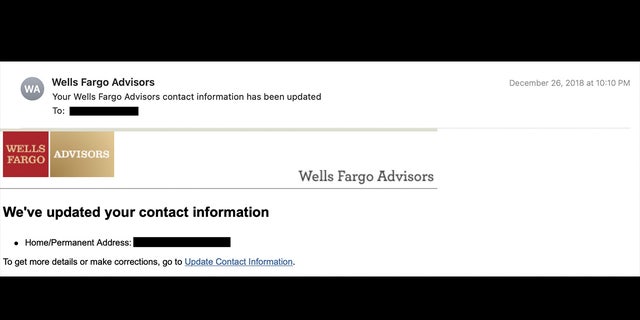 A Wells Fargo statement with the home and permanent address redacted by Fox News Digital. 