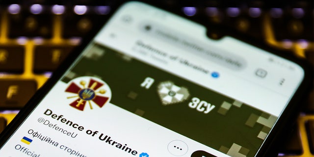 Twitter of the Ministry of Defense of Ukraine is displayed on a mobile phone screen Feb. 15, 2022. Ukraine has had to endure Russian cyberattacks for years.