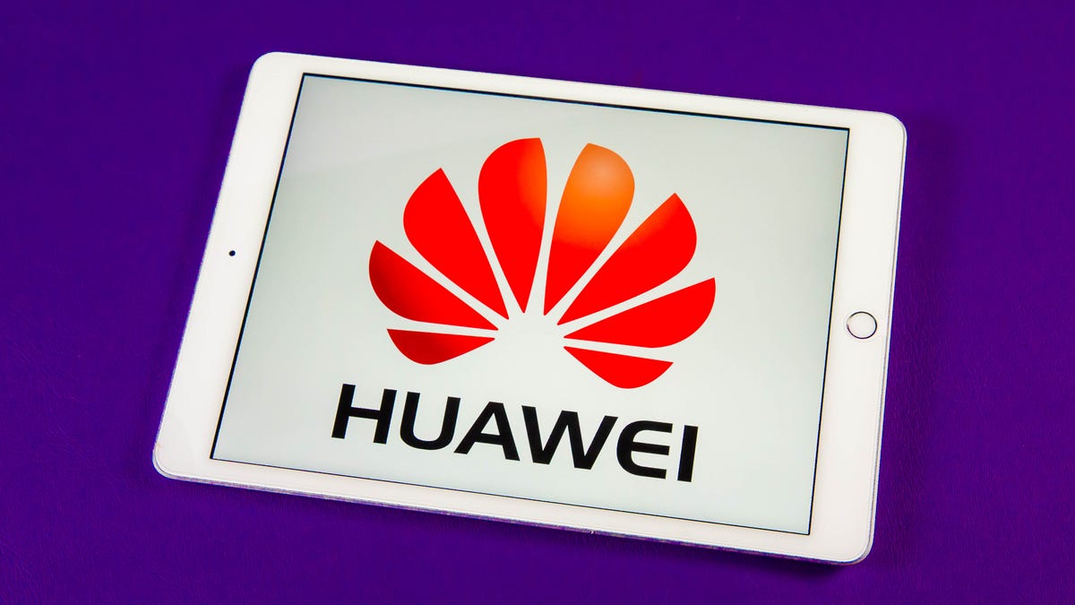 Huawei logo on a tablet screen
