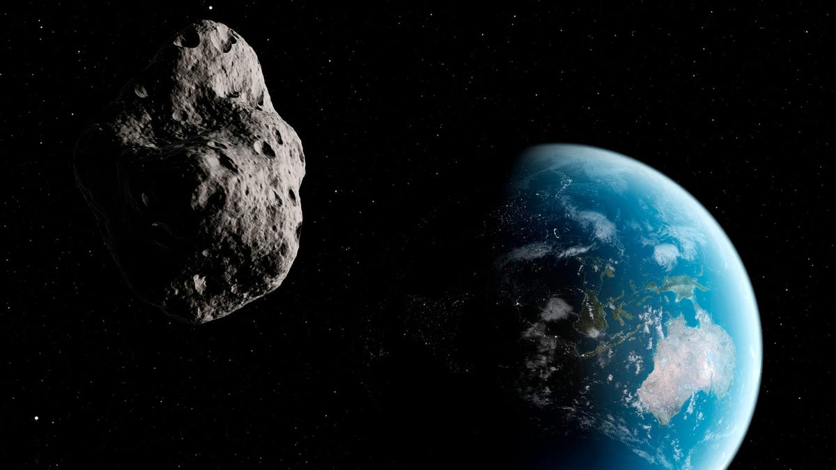 Artist's rendering of an asteroid approaching Earth