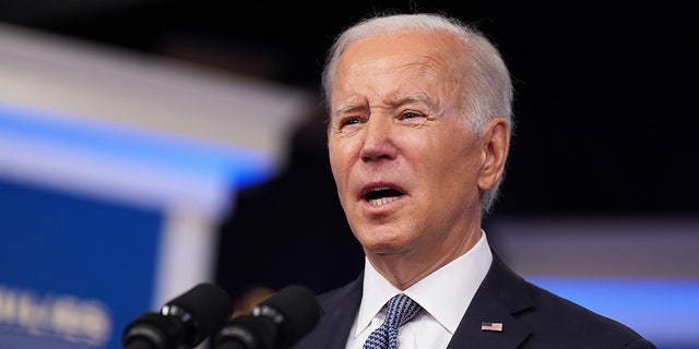 President Biden speaks in the Eisenhower Executive Office Building in Washington, DC, on Jan. 12, 2023.