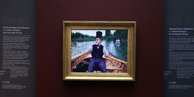 "A Boating Party" by oil painter Gustave Caillebotte is displayed at the Orsay Museum, France, on Jan. 30, 2023.