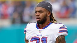 Buffalo Bills safety Damar Hamlin (31) during the game between the Buffalo Bills and the Jacksonville Jaguars on November 7, 2021 at TIAA Bank Field in Jacksonville, FL.