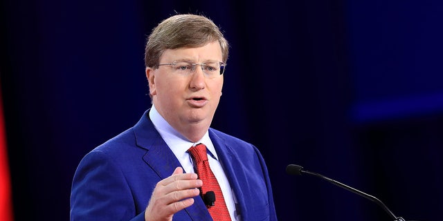 Tate Reeves, governor of Mississippi, speaks during the Conservative Political Action Conference in Dallas, Texas, Aug. 5, 2022.