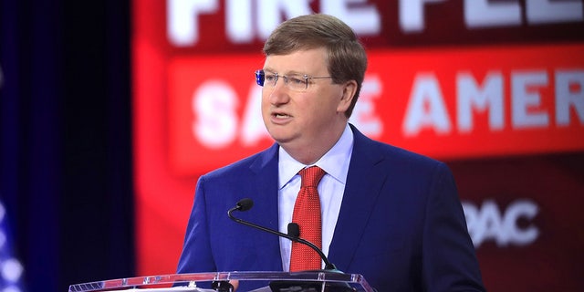 Tate Reeves, governor of Mississippi, speaks during the Conservative Political Action Conference in Dallas, Texas, Aug. 5, 2022.