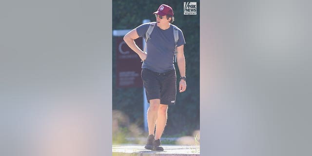 Matt Hutchins takes an energetic walk in Los Angeles on Saturday, January 21, 2023. Hutchins is the widow of Halyna Hutchins who was shot dead on the set of Rust, for which actor, Alec Baldwin has been charged with involuntary manslaughter.