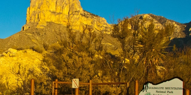 The entrance gate to Guadalupe Mountain National Park.