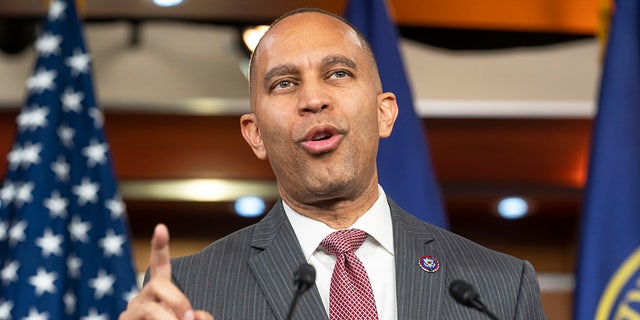 Incoming Democratic Leader Rep. Hakeem Jeffries speaks during a press conference at the U.S. Capitol on Dec. 13, 2022.