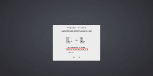 Screenshot showing you how to use the migrator assistant.