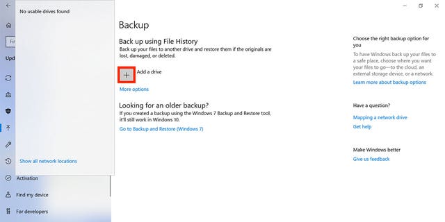 Screenshot showing you how to select a hard drive.