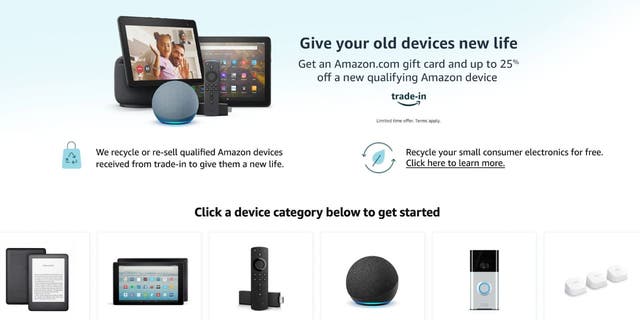 Amazon's Trade-In Page.