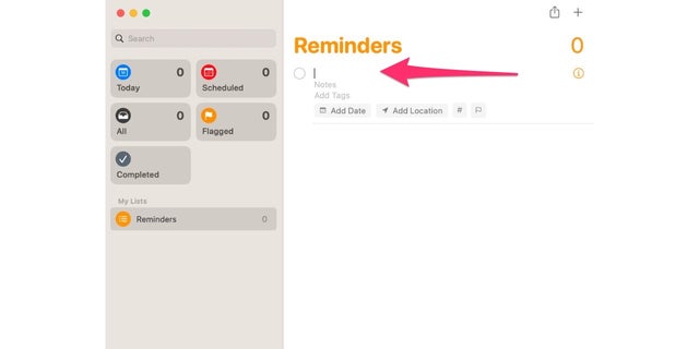 Add the date location to the Reminders app