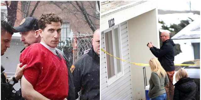 Bryan Kohberger arrives at the Monroe County Courthouse in Pennsylvania for an extradition hearing, left, while investigators hired by his Idaho defense team tour the crime scene.