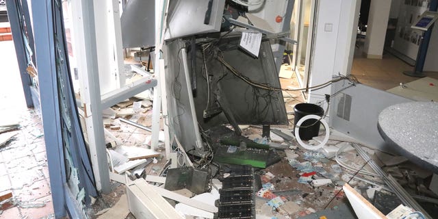 A blown-up ATM after criminals robbed it in Germany. (Photo: Hesse's State Office of Criminal Investigation/Europol.)