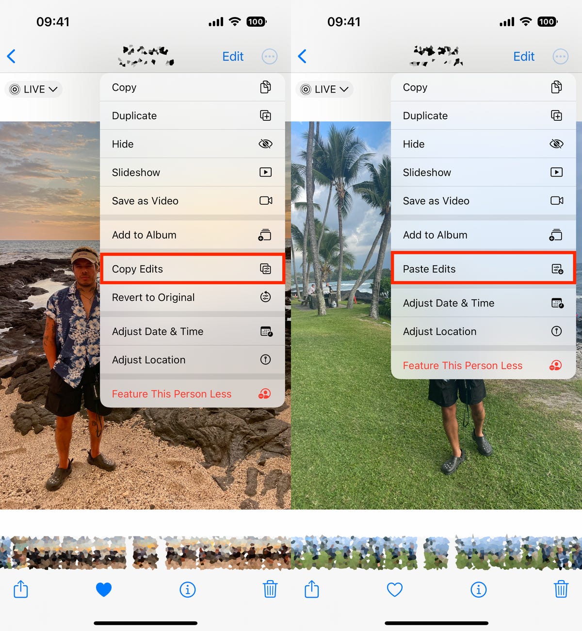 Copy and paste photo edits on iOS 16