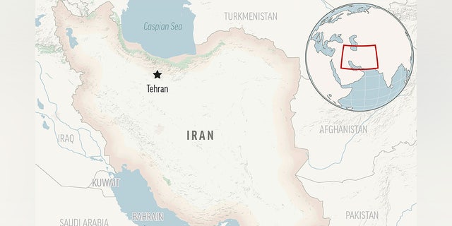 This is a locator map for Iran with its capital, Tehran. 